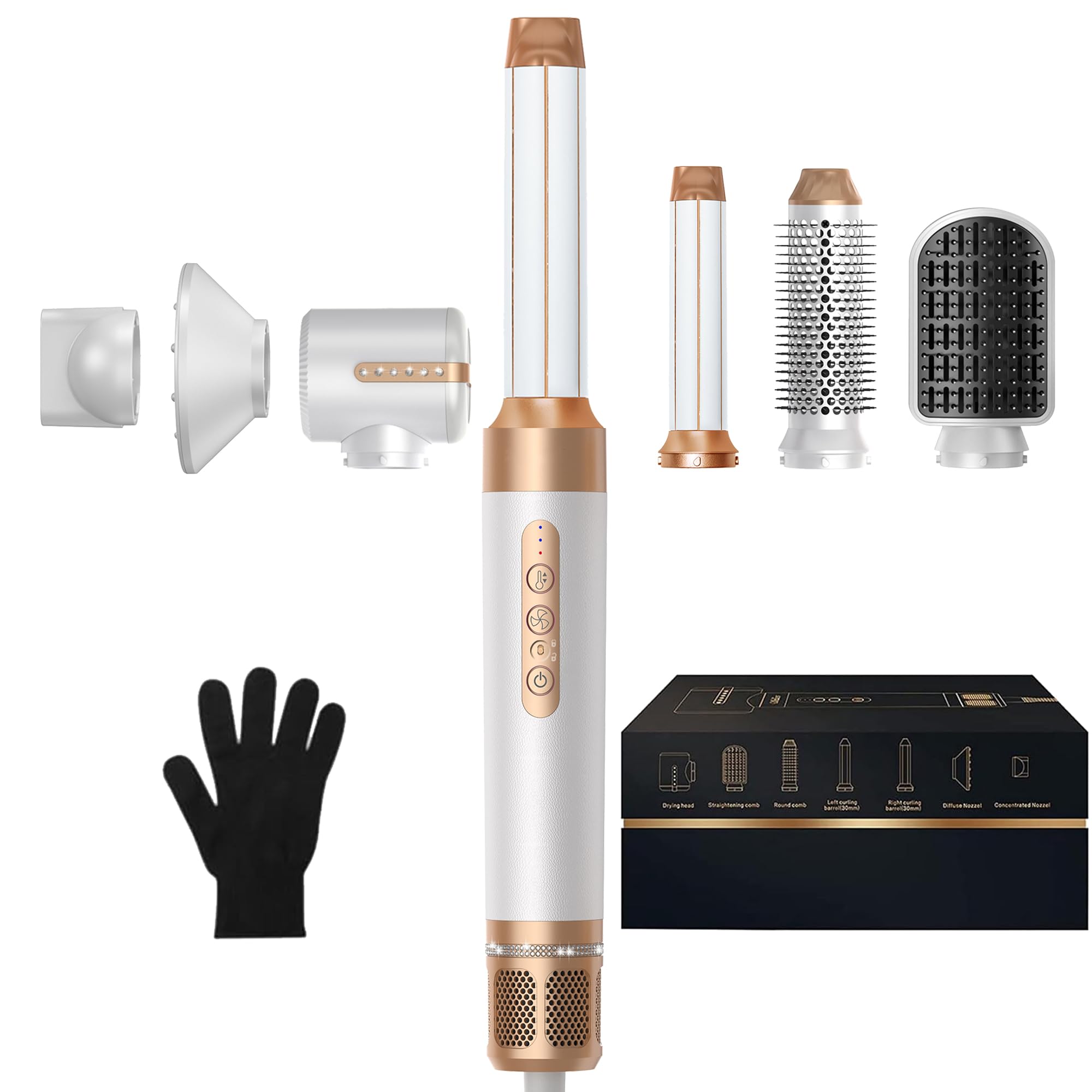 Photo 1 of *FOR PARTS ONLY/ WONT TURN ON* Blow Dryer Brush 7inONE,110000RPM High-Speed Negative Ionic Hair Dryer with Diffuser Concentrator,Curling Iron Hair Straightener Round Brush Blow Out