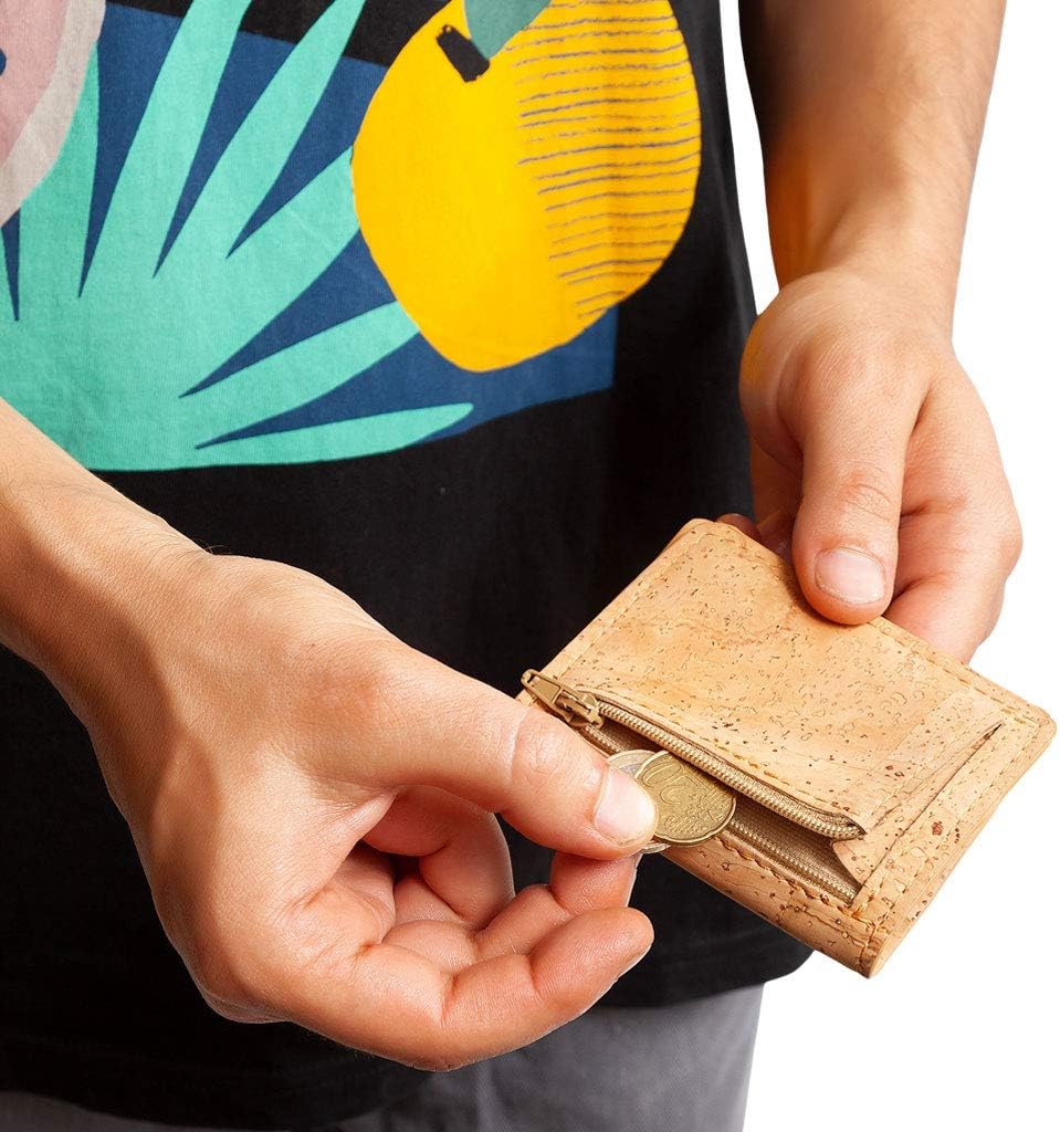 Corkor Slim Wallet for Men RFID, Light Brown Color - With Coin Pocket - Image 5