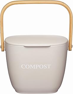 KitchenCraft Natural Elements Komposteimer für die Küche, Bambusfaser, Spachtelgrau, 3 Liter