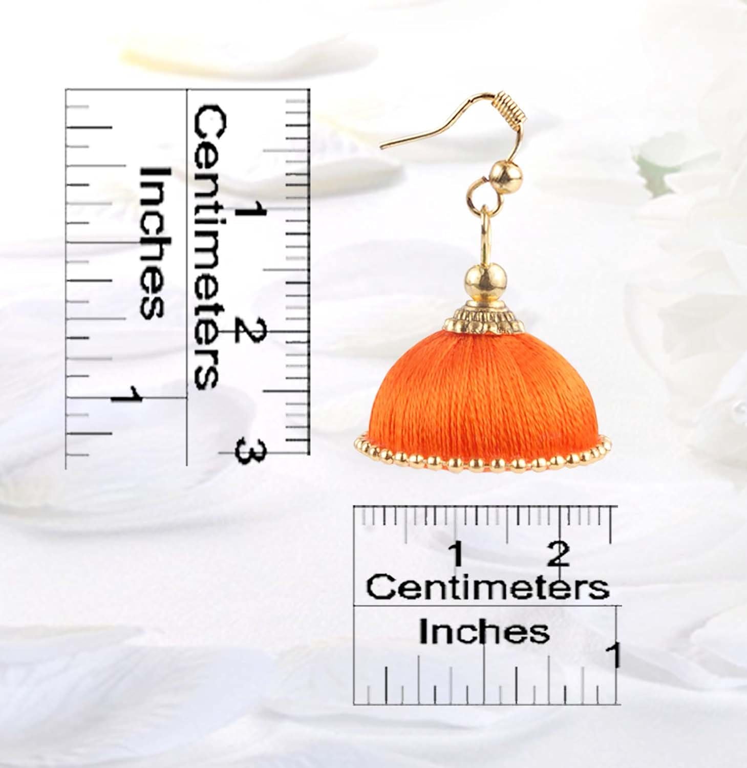 krishna mehta multicolour silk thread jhumkas for women - set of 10