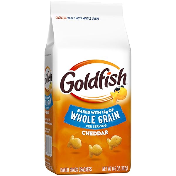 GOLDFISH BAKED WITH WHOLE GRAIN CHEDDAR CHEESE CRACKERS, 6.6 OZ BAG