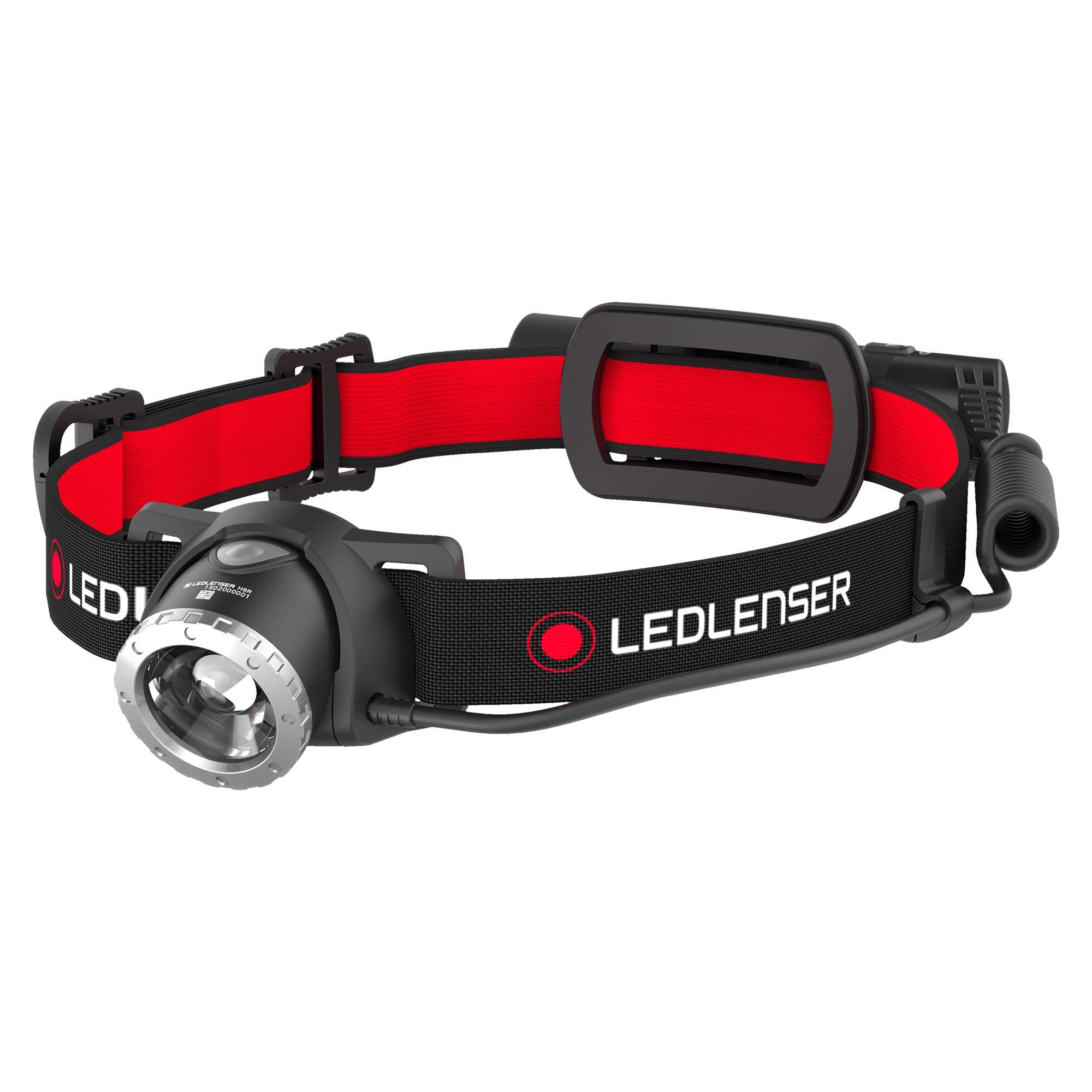 Ledlenser H8R Rechargeable Head Torch LED, 18650 Battery, 600 Lumens Super Bright Headlamp, with Red Rear Light, USB Charging, Focusable, Ideal Work Torch, Camping Equipment or Fishing Accessories