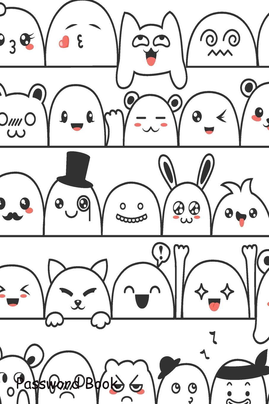 Password Book: Include Alphabetical Index With Cute Lovely Kawaii Monsters Animals