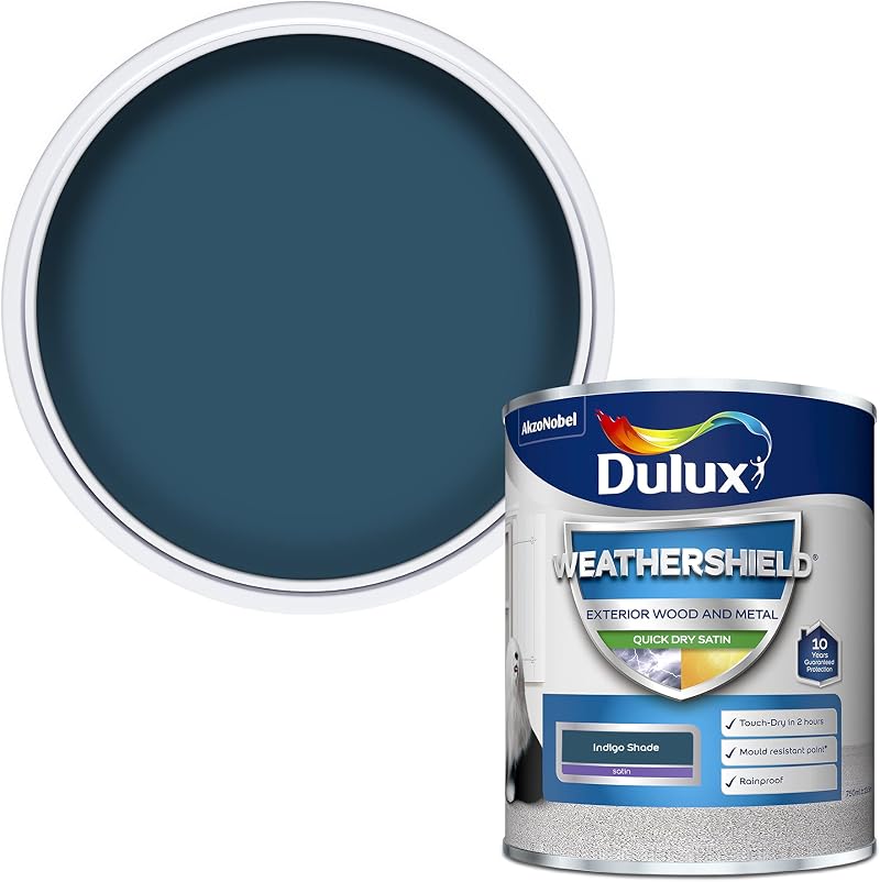Dulux Weathershield Quick Dry Satin Paint Indigo 750 ml Pack of 1