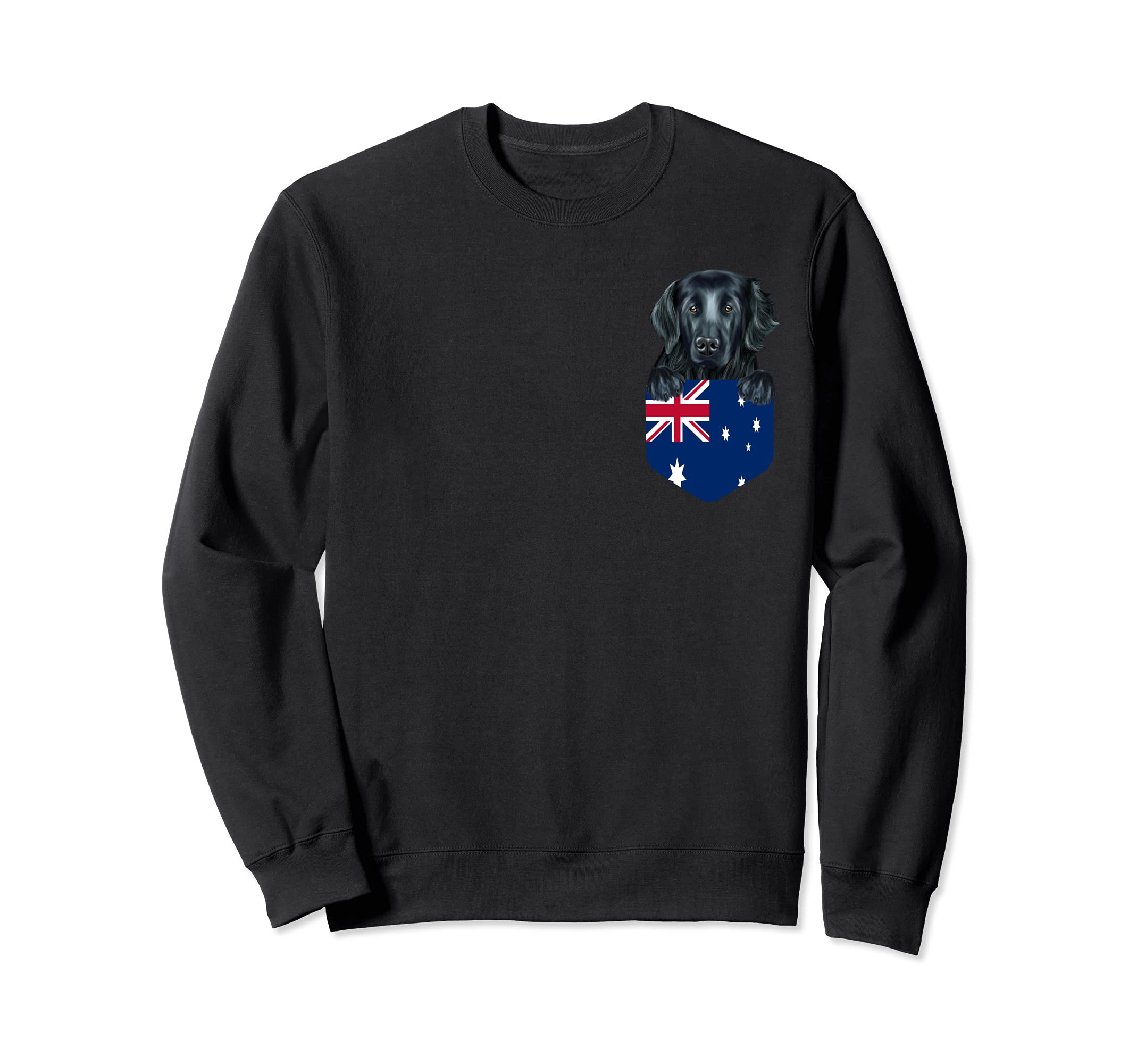 Australia Flag Flat-Coated Retriever Dog In Pocket Sweatshirt
