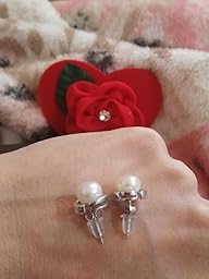 Orecchini Di Perle Da Donna Coltivati ​​Acqua Dolce Forma A Botone 7,5-8 Mm SECRET & YOU - Orecchini In Argento Sterling 925 Rodiato - Foto 5