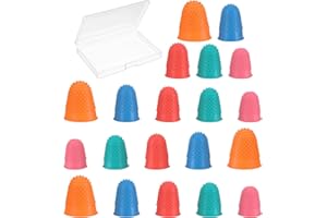 Classicseali 20pcs Finger Grips for Sorting Paper, 5 Different Sizes Colors Finger Rubber Tips Reusable with Box for Money Counting Collating Writing Sorting Paperwork Cutting Crafts