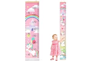 HIFOT Kids Growth Chart Height Measuring Chart, Unicorn Canvas Wall Hanging Rulers for Baby Children Girls Bedroom Decor 74.8''* 7.87''
