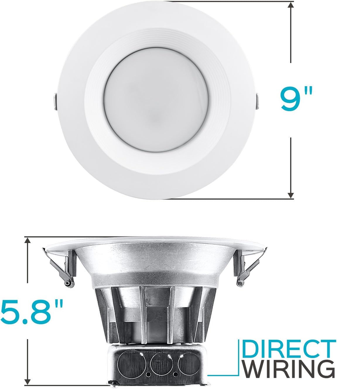 Luxrite 8 Inch LED Recessed Lighting Kit with Junction Box, 25W, 5000K