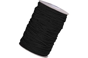 YAKRUNA 3mm Black Elastic String for Face Masks, 1/8 Inch x 110 Yards Round Soft Thin Elastic Cord Band Rope for Sewing