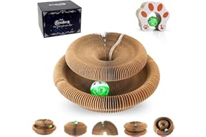 Goosheep Accordion Magic Organ Cat Scratcher Toys for Indoor Cats - Cardboard Cat Scratching Board Ball Scratcher Pad 1 Pack