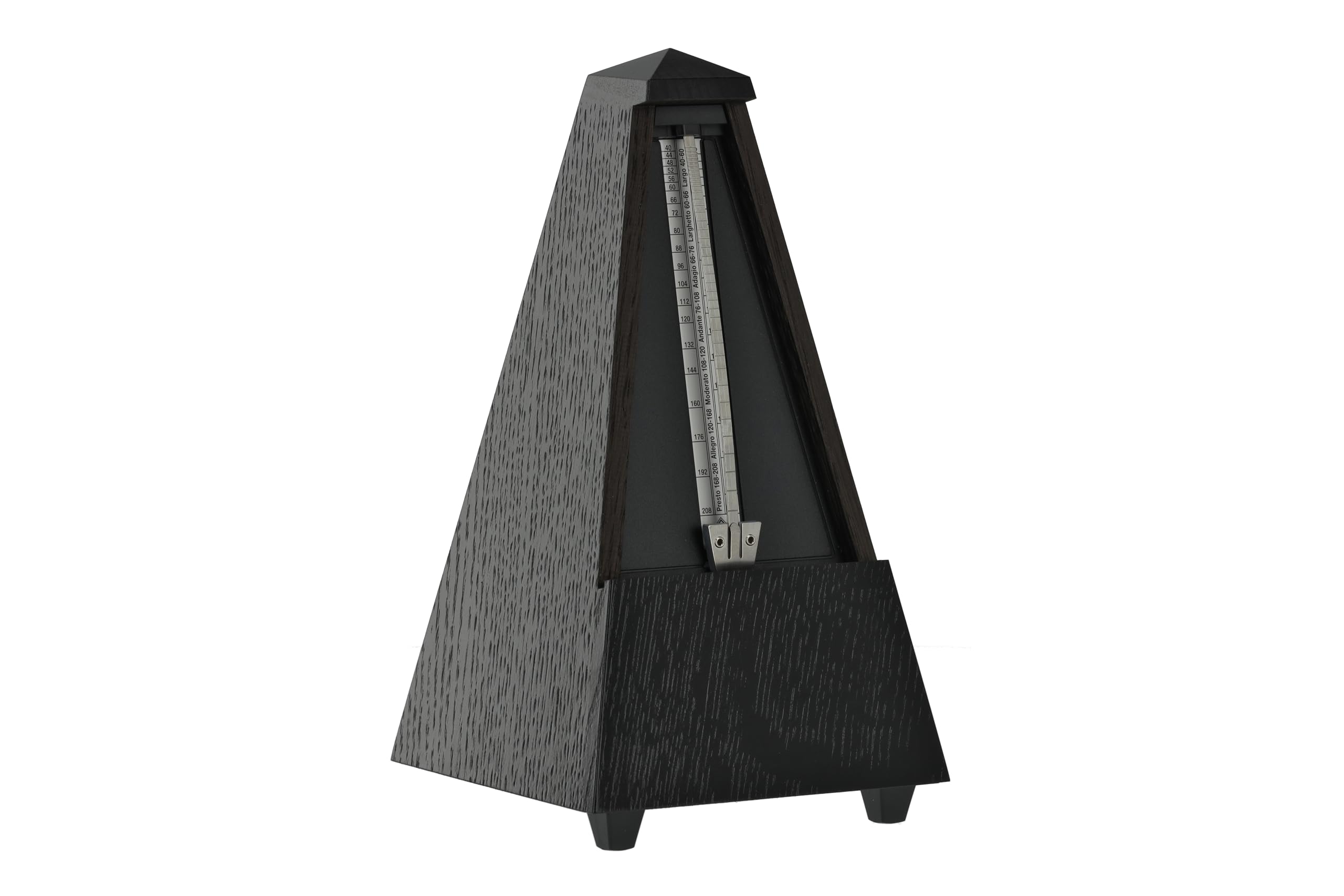 Wittner Metronome Taktell Pyramid Shape System Maelzel Series 800 - Solid wood casing - Without bell - Matte black oak - Mechanically wound - No batteries required - Made in Germany