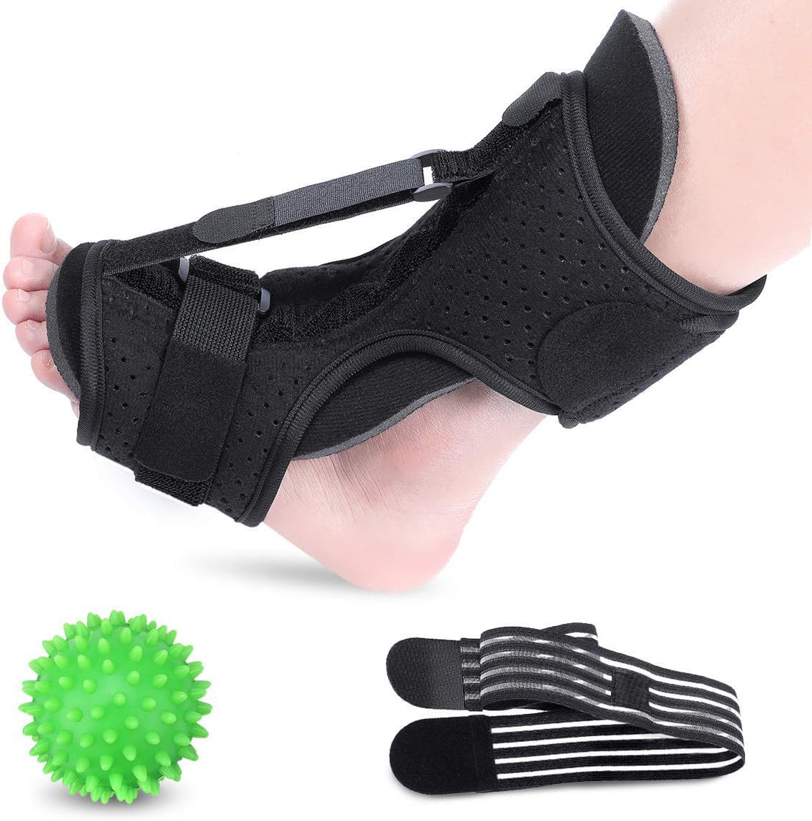 OUTERDO Plantar Fasciitis Night Splint Drop Foot Orthotic Brace,Improved Dorsal Night Splint for Effective Relief from Plantar Fasciitis,Achilles Tendonitis,Heel and Ankle Pain with Spiky Ball: Health & Personal Care