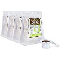 Perfect Pod EZ-Cup Disposable Paper Filters with Patented Lid Design for Reusable Coffee Pods 4-Pack (200 Filters)