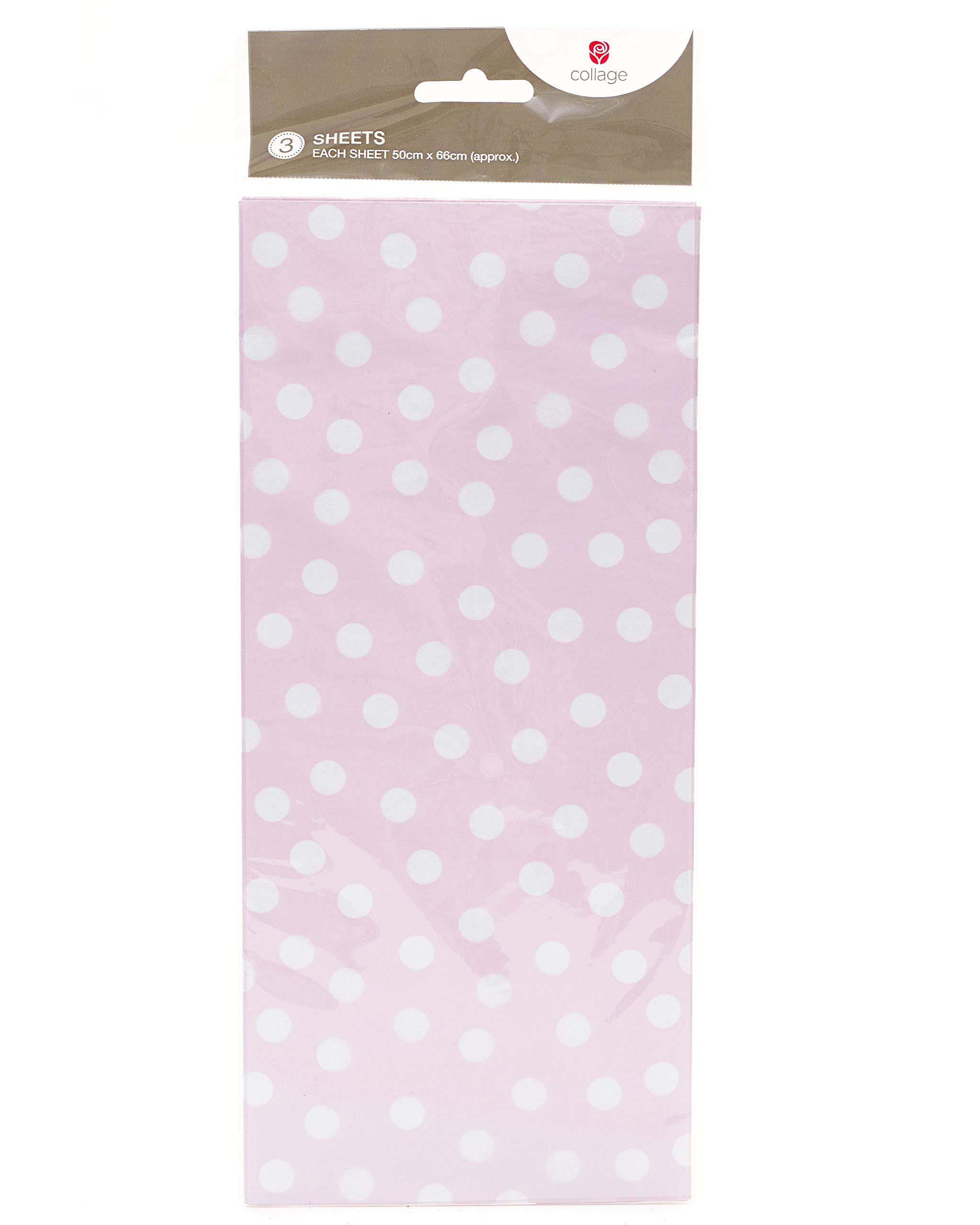UK Greetings 3 Sheets of Tissue Paper for Her/Friend - For Birthdays, Thank You, Congratulations or Other Gifts - Pink & White Polka Design