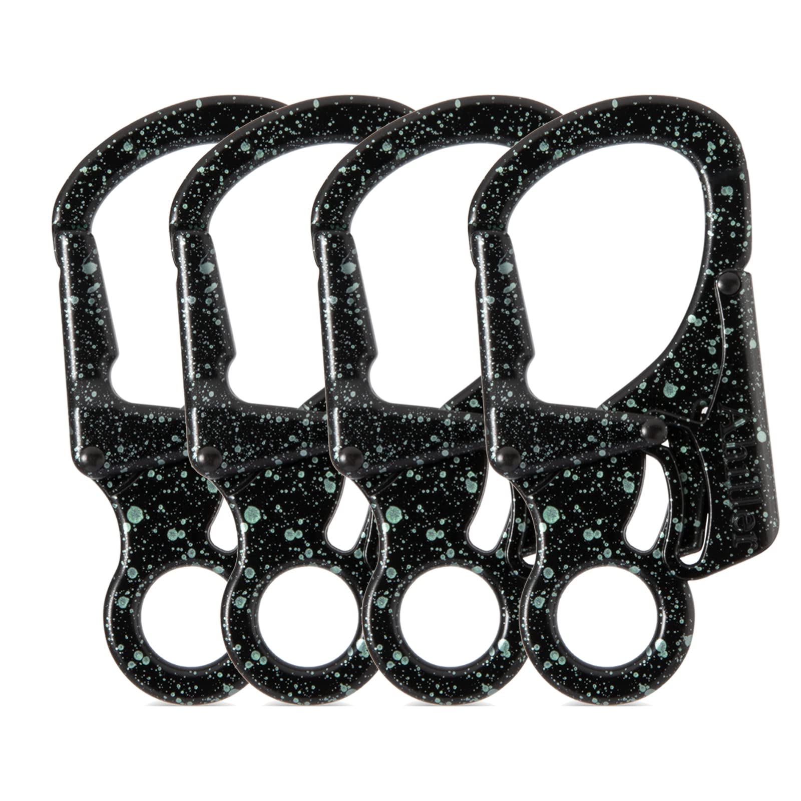 Ahiller Carabiner Clip, Double Anti-Misopening Locking Design, 3" Zinc Alloy Heavy Keychain for Outdoor Camping Hiking, Key Ring Clip (Black Green-4P)