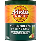Metamucil Greens SuperFood Powder Fiber Supplement for Digestive Health* and Regularity*, Gluten Free Plant-Based Stevia, Great Taste Kiwi Apple Flavored, 3g Dietary Fiber per Serving, 42 Servings