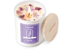 AOOVOO Lavender Scented Candles for Women - Aromatherapy Candle with Crystals Inside, 7oz Soy Candles for Home Scented, Birthday Gifts Christmas Candle for Women Mom