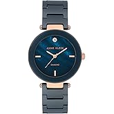 Anne Klein Women's Black Ceramic Bracelet Watch with Diamond Accent