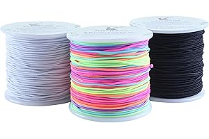 KONMAY 1.0mm Stretchy Bracelet String, 150 Yards Durable Mixed Elastic Cord for Jewelry Making, Beading, Necklaces, DIY Crafts, and Sewing Projects