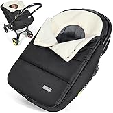 Orzbow Winter Car Seat Cover Baby | Infant Car Seat Cover | Waterproof Carseat Canopy for Boys Girls with Adjustable Collar, Warm and Cozy Fleece Carseat Blanket for Winter Baby Essentials, Black