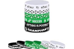 UPEOXT 12 Pcs Soccer Bracelets, Motivational Silicone Wristbands, Sports Birthday Party Favors, Boys Team Gifts, Goodie Bags 