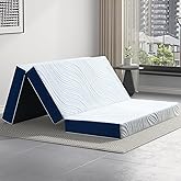 Slomix Portable Tri-Fold Mattress 6 Inch Queen Size Removable Breathable Cover Foldable Mattress for Home Travel Comfortable 