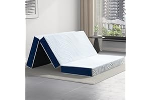 Slomix Portable Tri-Fold Mattress 4 Inch Twin Size Removable Breathable Cover Foldable Mattress for Home Travel Comfortable S