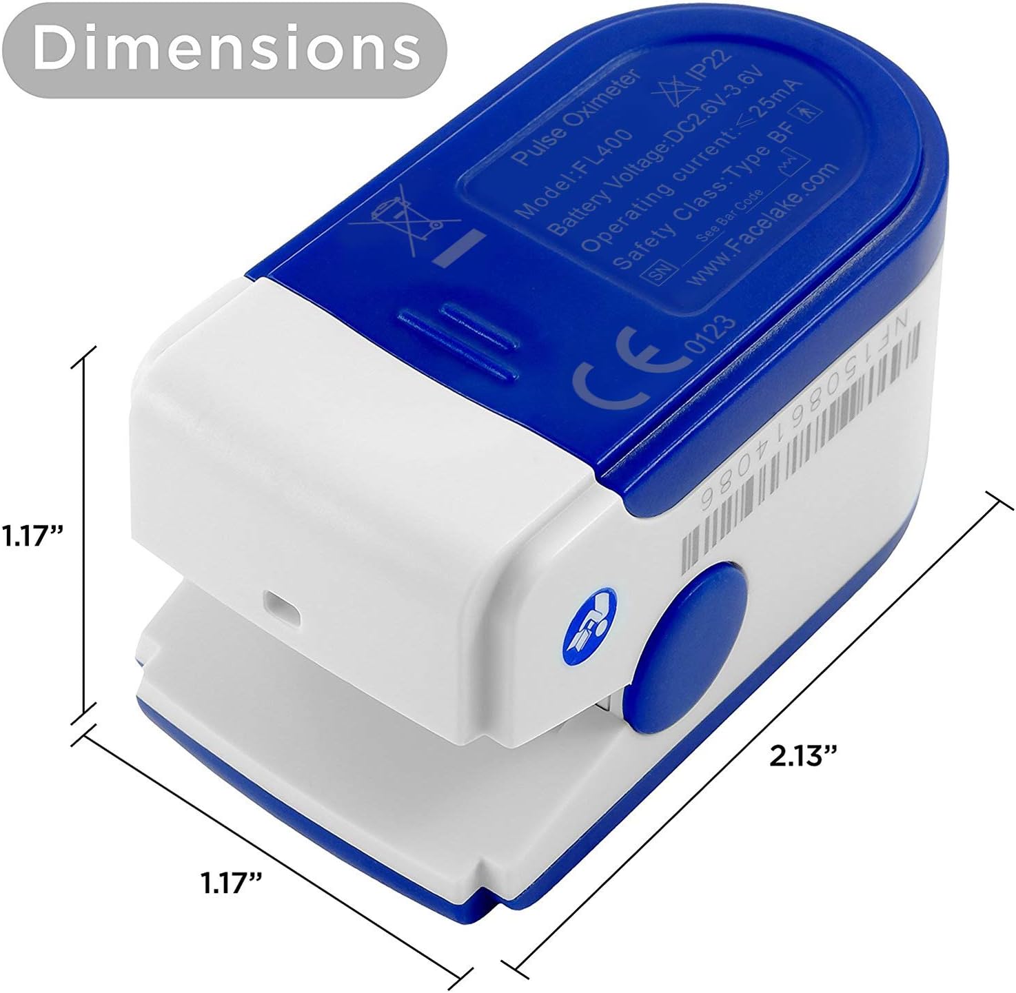 Facelake ® FL400 Pulse Oximeter with Carrying Case, Batteries, Neck/Wrist Cord - Blue: Health & Personal Care