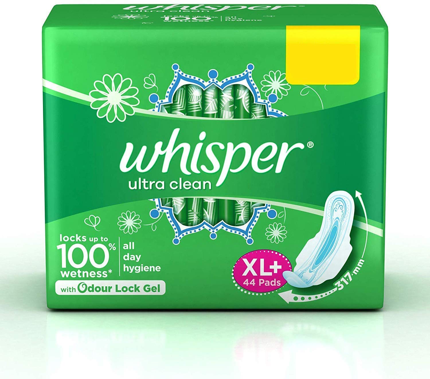 Whisper Ultra Clean Sanitary Pads - 44 Pieces (XL Plus)