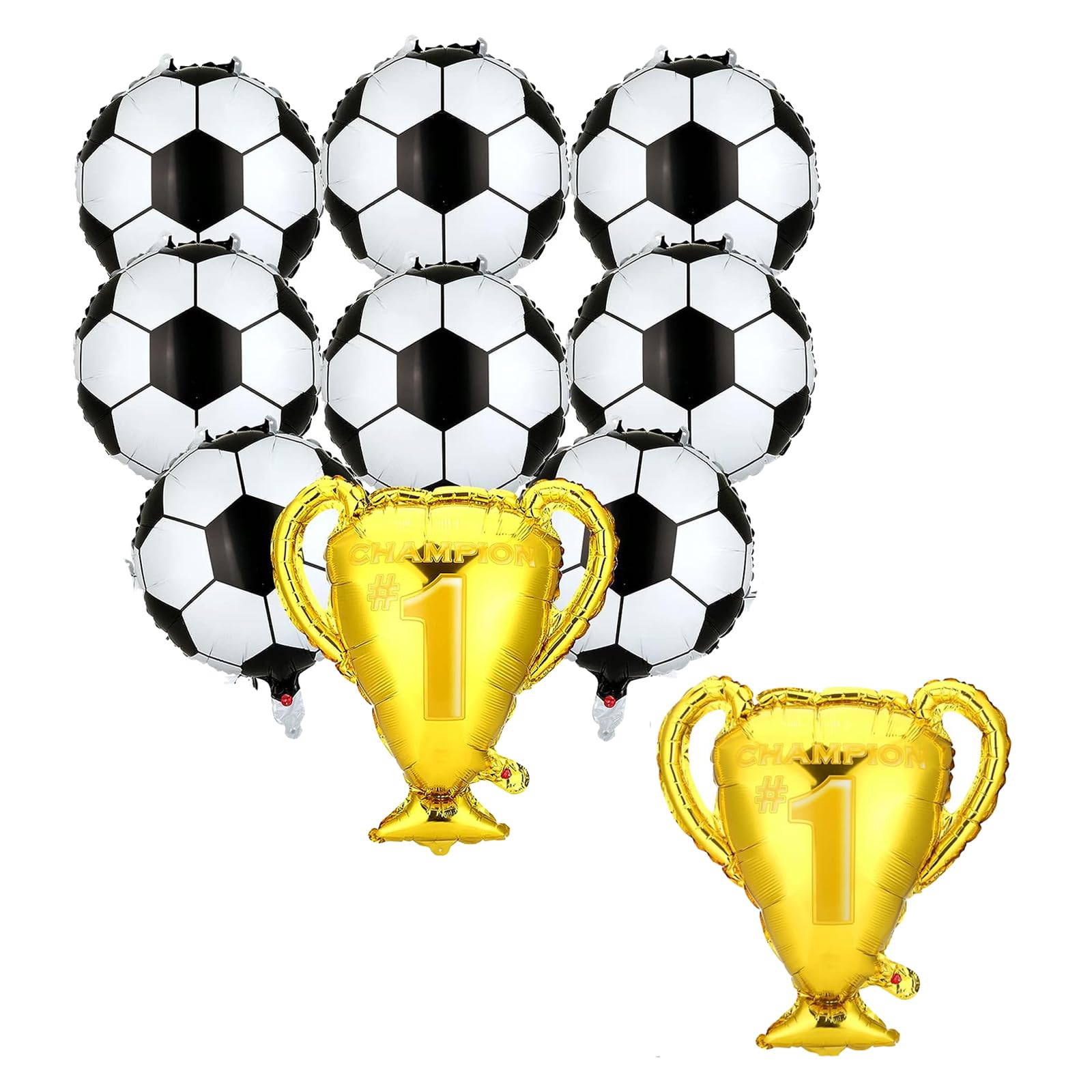 View 1 of 10PCS Championship Trophy and Soccer Foil Balloons Set for Birthday, Baby Shower, Wedding Anniversary, Soccer Themed Party Decoration