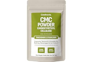 Coolinario Carboxymethyl Cellulose - CMC Powder - Tylose Powder (2 Oz) Food Grade Thickener & Stabilizer for Baking, Beverage