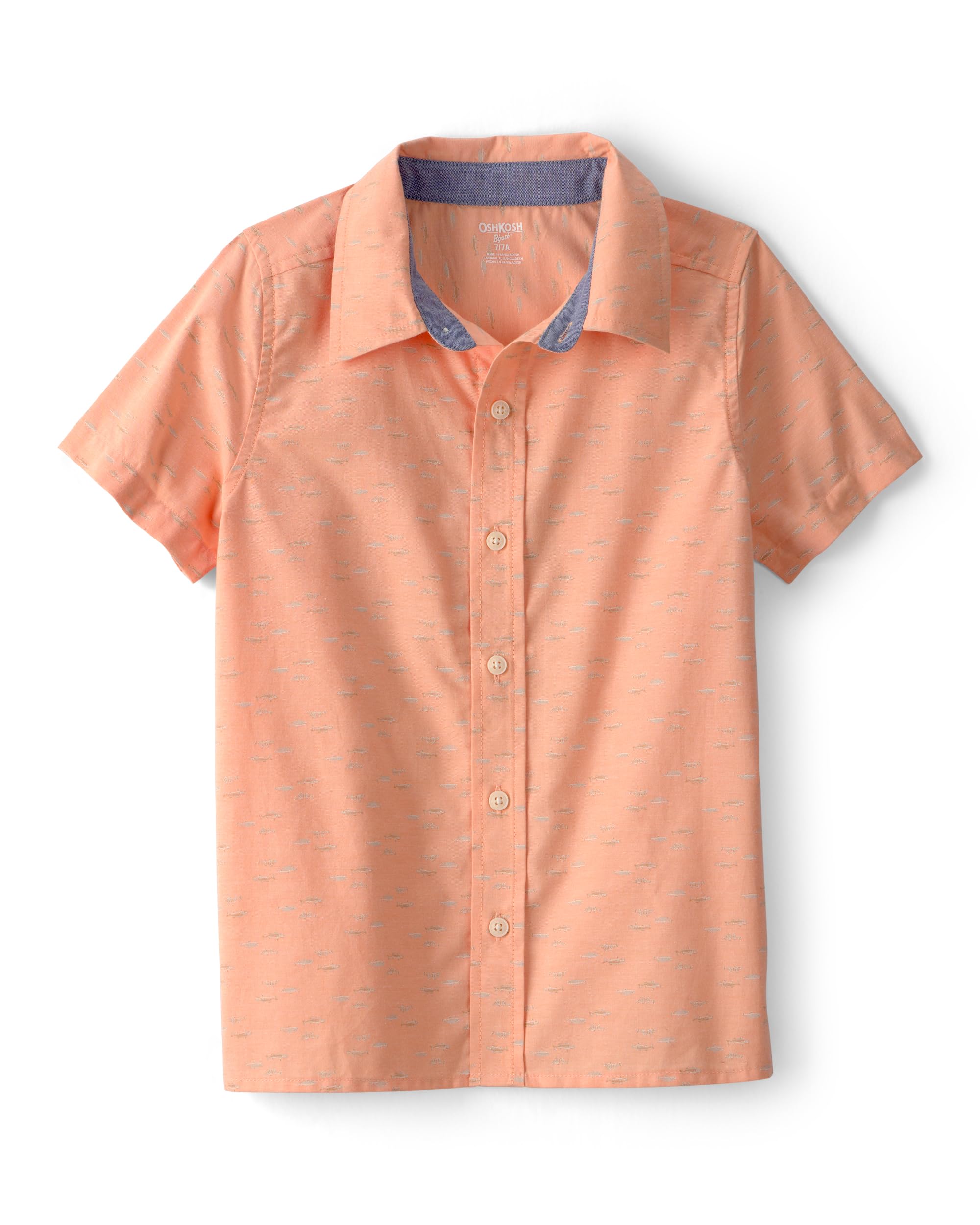 OshKosh B’Gosh Boy Short Sleeve Woven Buttonfront Shirt, Orange, 5