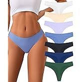 Murimia 6 Pack G String Thongs for Women Seamless Underwear Sexy T-back Low Rise Breathable Bikini Panties