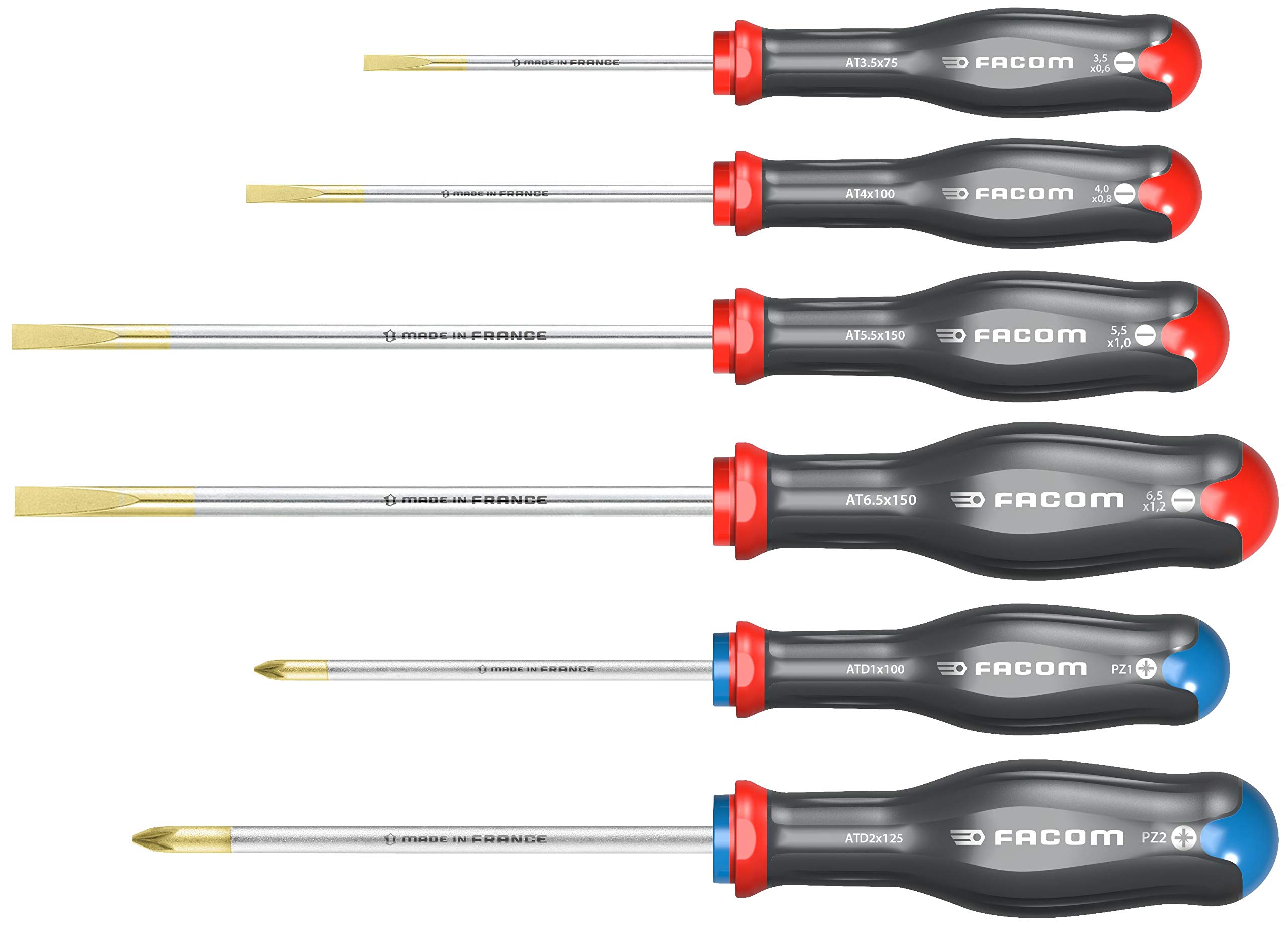 FACOM ATD.J6 - Set of 6 PROTWIST® Screwdrivers for POZIDRIV® Phillips Screws - Round Blades