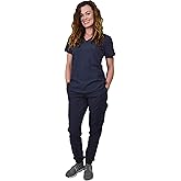 Green Town Scrubs for Women Scrub Set - Jogger Pant and V-Neck Top, 6 Pockets, Easy Care Uniforms