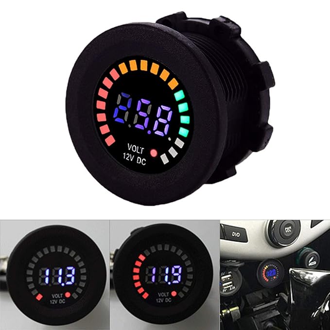 Allright 12V Auto KFZ Boot Motorrad LED Digital Voltmeter Wasserdicht Spannungsanzeige für Auto Motorrad LKW Boot Marine
