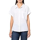 Lucky Brand Womens Solid Rolled Sleeve Button-Down