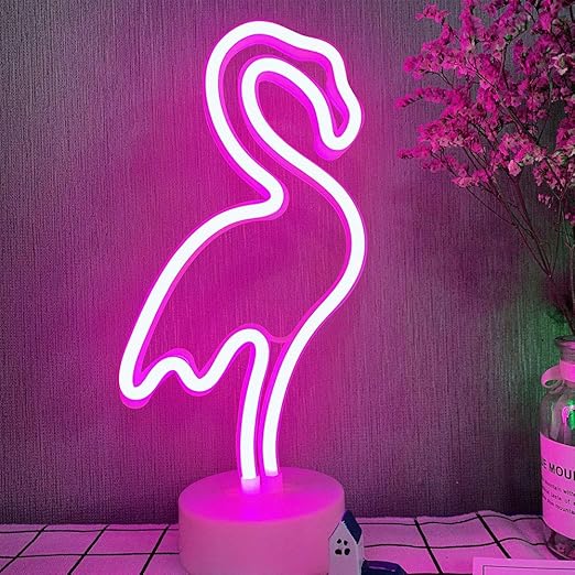 flamingo neon signs light led neon signs lamps flamingo pink neon lights room decor battery usb operation night lights with base neon signs for bar