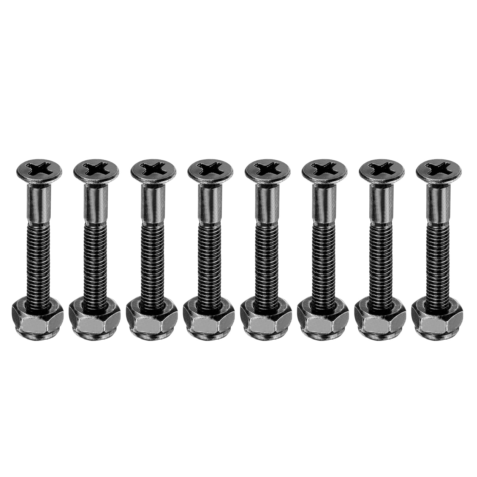 PATIKIL Skateboard Mounting Hardware 1.25", 8pcs Carbon Steel Skateboard Screws Bolts&Nuts Flat Head for Cruiser, Black