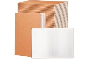 miikoul 24 Pack Blank Kraft Notebooks, 8.3"x5.5" A5 Small Journal Bulk Blank Notebooks 80 Gsm Unlined with 60 Pages A5 Subject Notebooks Traveler Journal Set for Adult Students Office School Supplies