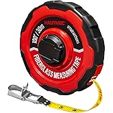 HAUTMEC 100ft/30m Tape Measure Long Measuring Tape Flexible PVC Fiberglass Dual Inch/Metric, Closed Reel Measure Tape, for Land Yard Distance Measurement, and Construction 25061