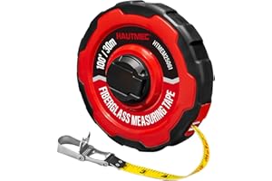 HAUTMEC 100ft/30m Tape Measure Long Measuring Tape Flexible PVC Fiberglass Dual Inch/Metric, Closed Reel Measure Tape, for Land Yard Distance Measurement, and Construction 25061