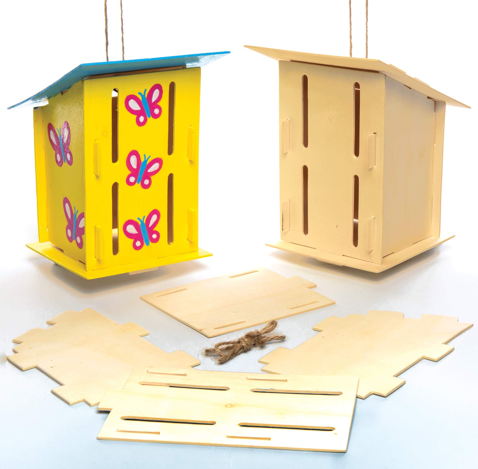 Baker Ross AC811 Wooden Butterfly Houses - Pack of 2, Habitats for Children to Make, Decorate and personalize, Creative Craft Set for Kids and STEM Activities 17cm