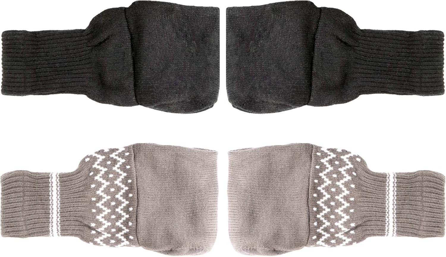 ONEST 4 Pieces Beer Mitt Beer Knit Mitt Beverage Mitt Insulating Beer Gloves Beer Sleeves,Black and Dark Gray