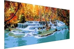 CYNART Large Paint by Numbers Kit for Adults Landscape,16x36 Inch DIY Large Size Waterfall Paint by Numbers Kit for Adults Beginner,Easy Acrylic Oil Painting Paint by Numbers Kit,Gift Home Decor