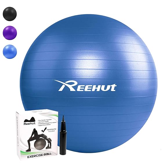 Reehut Anti-Burst Gymnastikball + Pumpe mit Belastbarkeit bis zu 500kg Core-Training Fitness Yoga Pilates Ball - 55 65 75 cm