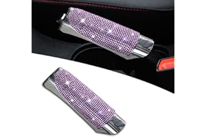 yonwait 1 PC Bling Car Handbrake Cover, Car Handbrake Shell with Diamond, Universal Hand Brake Protector, Pull Handle Cover Modification, Car Interior Styling Accessories (Pink)