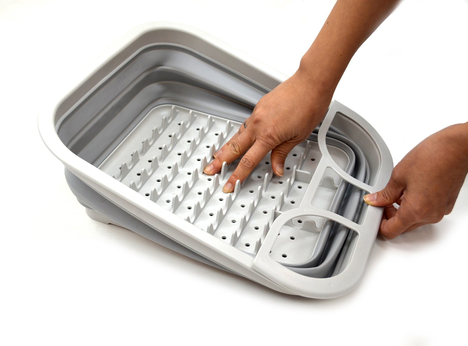 SAMMART Collapsible Dish Drainer with Drainer Board Foldable Drying