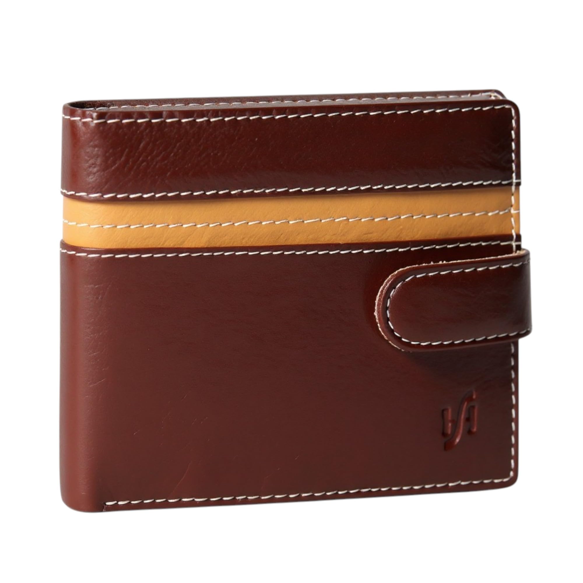 STARHIDE Mens RFID Blocking Two Tone Leather Multi Card Capacity Wallet 1135 Brown Tan
